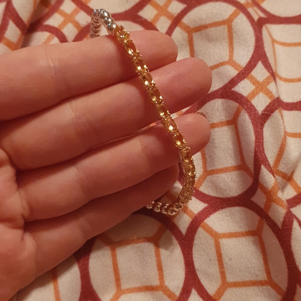 Citrine stretch bracelet, silver beading